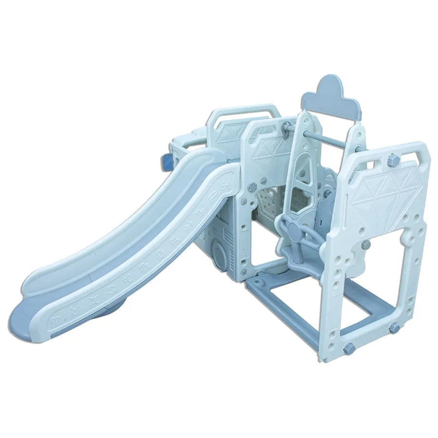 Little Toddler 3 In1 Bus With Slide Height Adjustable Swing (White And Grey) 180*190*100 cm