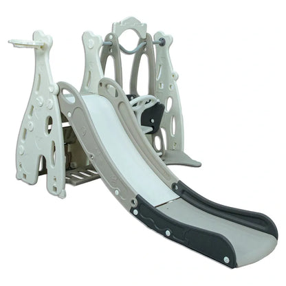Little Toddlers Playground With Slide Height Adjust Swing Basketball Hoop (Grey/White)
