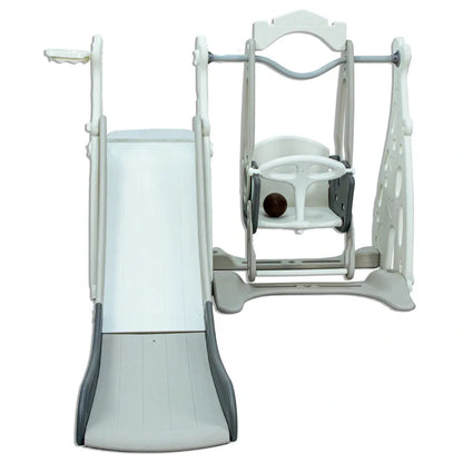 Little Toddlers Playground With Slide Height Adjust Swing Basketball Hoop (Grey/White)