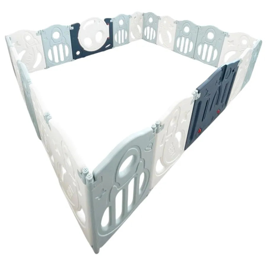 Little Toddlers Foldable Playpen (Simple Panels, 1 Game Panel, 1 Door Color Blue)