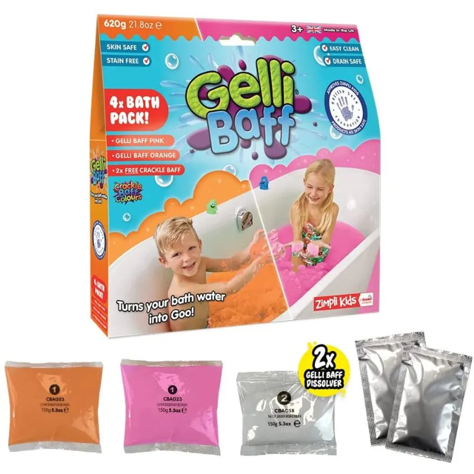 Zimpli Kids - Gelli Baff Bath - 600g - Orange & Pink with 2 Crackle