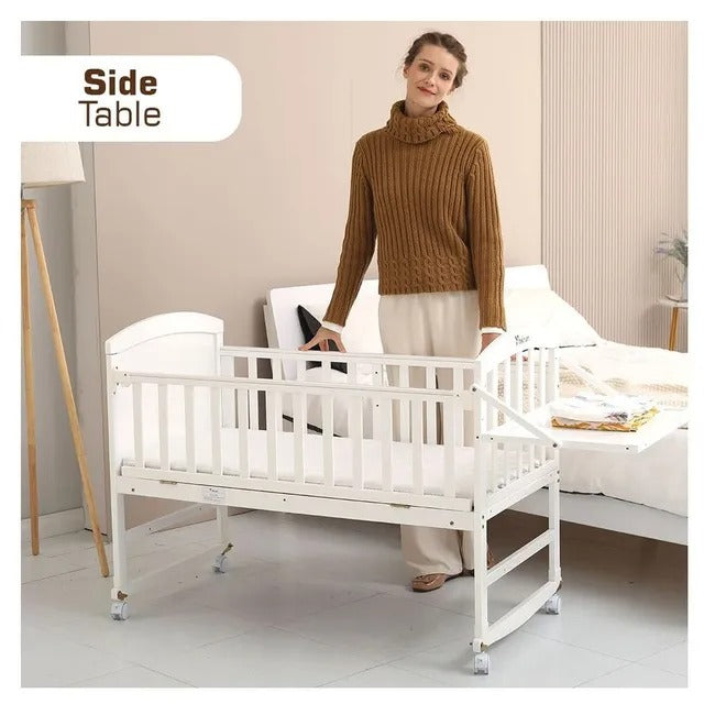 Teknum 7-in-1 Convertible Kids Bed & Bedside Crib – White
