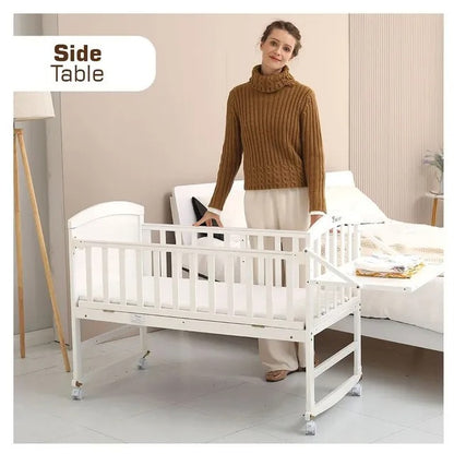Teknum 7-in-1 Convertible Kids Bed & Bedside Crib – White