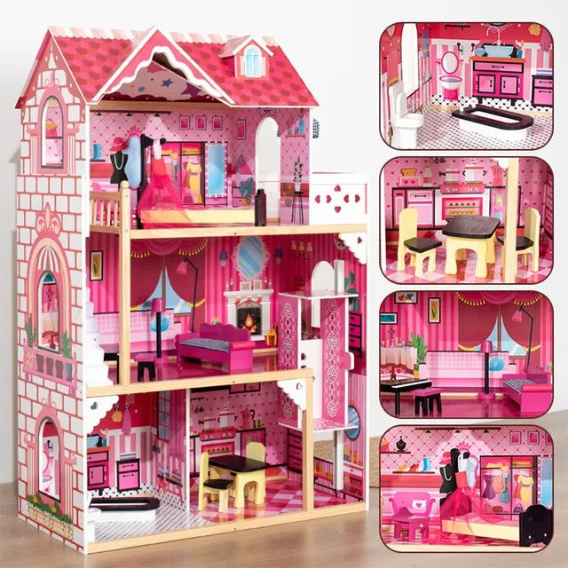 Little Story Wooden Dollhouse Triple Floor Extra Large – Pink