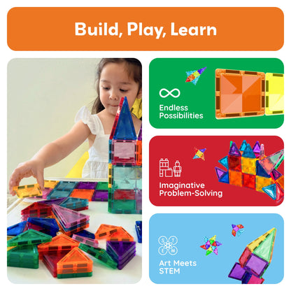 PicassoTiles Mini Diamond Magnetic Tiles 101 Piece Set