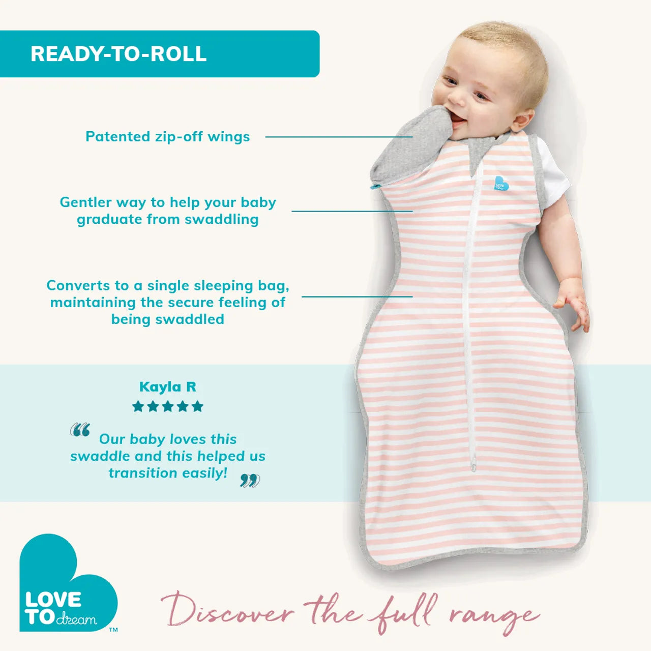 Love to Dream Swaddle UP Transitional Bag Original - Dusty Pink (1.0 TOG)
