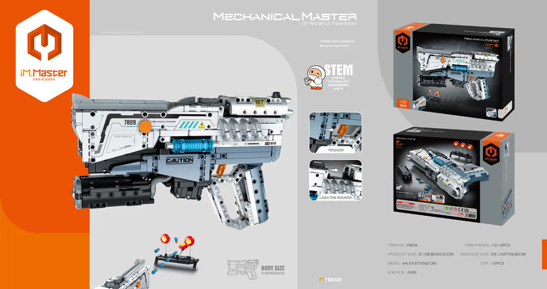 iM.Master Pulse Mechanical Pistol Building Set (7809) – 1013 Piece Future Space Gun