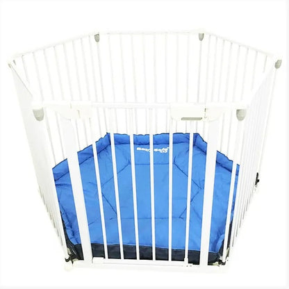Baby Safe Convertible 6 Panel Playpen with Mat – White