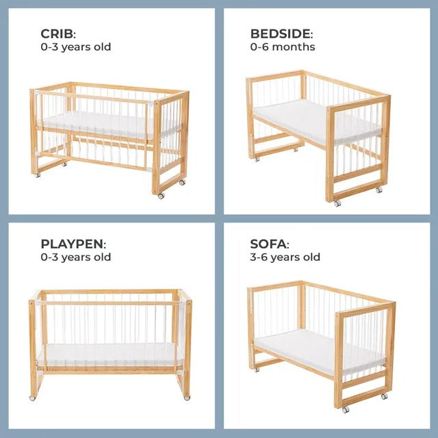 Teknum Prism 4-in-1 Convertible Crib with Mattress – White.
