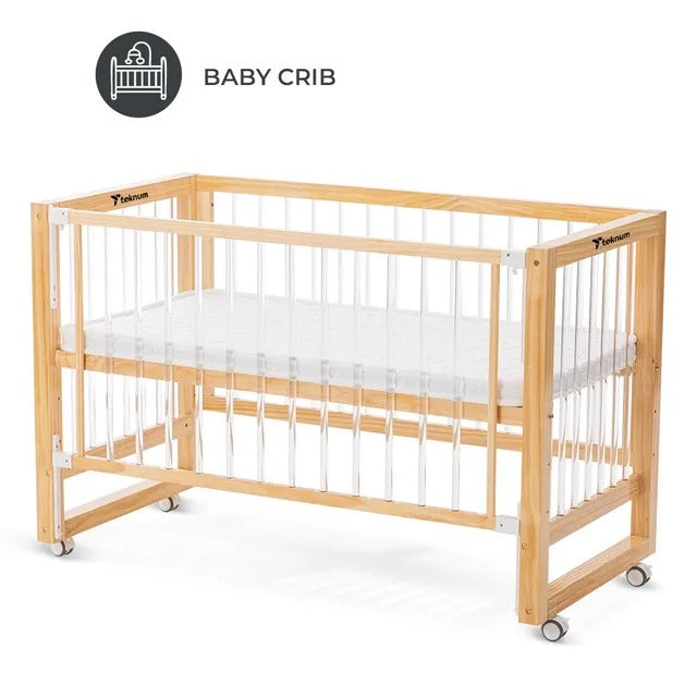 Teknum Prism 4-in-1 Convertible Crib with Mattress – White.