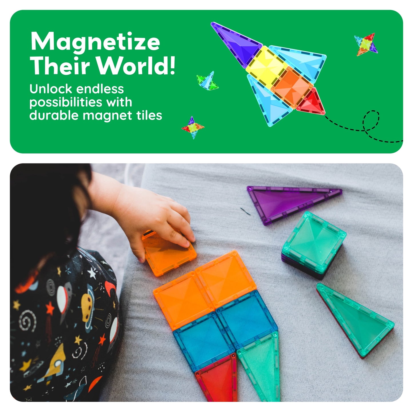 PicassoTiles Mini Diamond Magnetic Tiles 101 Piece Set