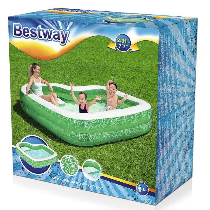 Bestway Tropical Paradise Family Swimming Pool – 7.5ft, Green/White