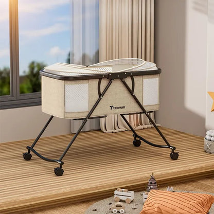Teknum 3-in-1 Baby Cot, Cradle With Mosquito Net – Ivory