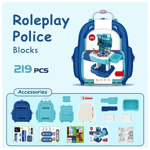 Little Story Police Station With Police Car & Block Toy Set – 219pcs