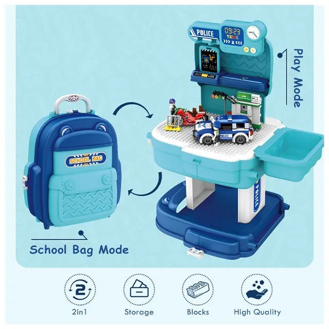 Little Story Police Station With Police Car & Block Toy Set – 219pcs