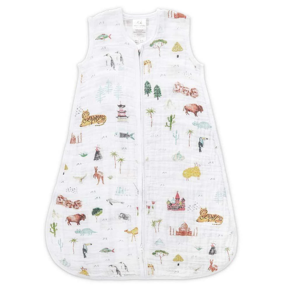 Aden & Anais Classic Baby 100% Cotton Sleeping Bag TOG 1.0 (Around The World)