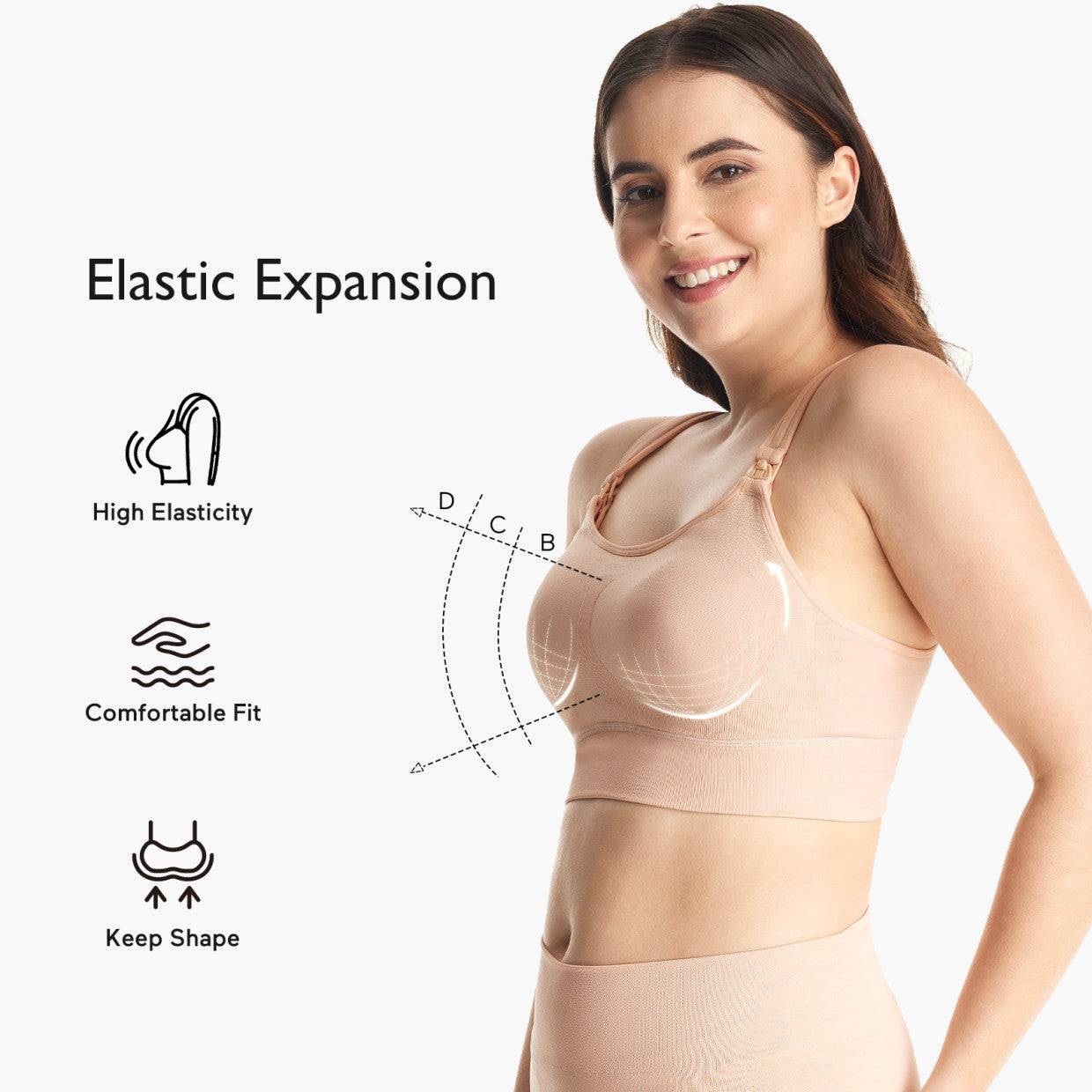 Momcozy All-in-One Super Flexible Pumping Bra, Beige