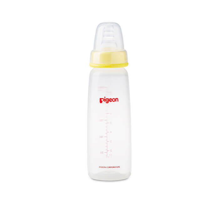 زجاجة رضاعة بلاستيكية بيجون برقبة نحيفة مع غطاء شفاف - 240 ML (4 أشهر+)