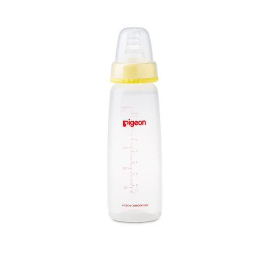زجاجة رضاعة بلاستيكية بيجون برقبة نحيفة مع غطاء شفاف - 240 ML (4 أشهر+)