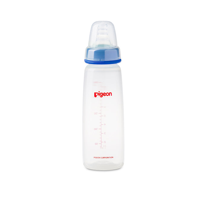 زجاجة رضاعة بلاستيكية بيجون برقبة نحيفة مع غطاء شفاف - 240 ML (4 أشهر+)