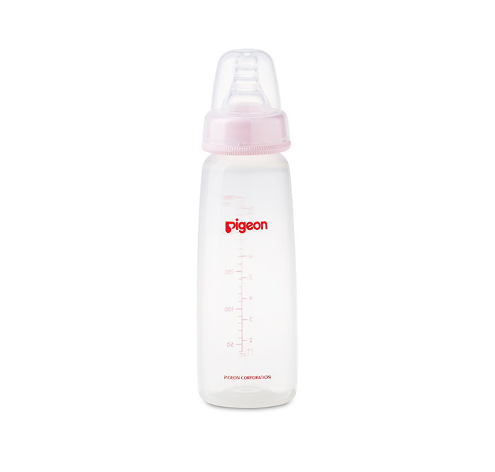 زجاجة رضاعة بلاستيكية بيجون برقبة نحيفة مع غطاء شفاف - 240 ML (4 أشهر+)