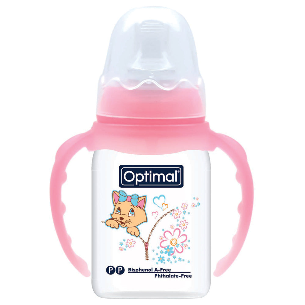زجاجة رضاعة تقويمية ذات عنق ضيق مع مقبض (140ml)