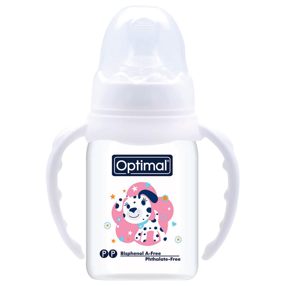 زجاجة رضاعة تقويمية ذات عنق ضيق مع مقبض (140ml)
