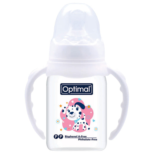 Optimal Narrrow Neck Orthodontic Feeding Bottle With Handle (140ml)