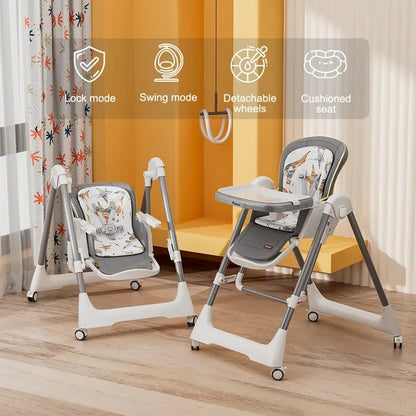 Teknum 5-in-1 Convertible Swing And High Chair - Grey