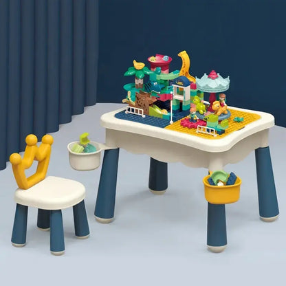Bibi Inn - Multifunctional Kids Study Desk & Building Block Table with Crown Chair