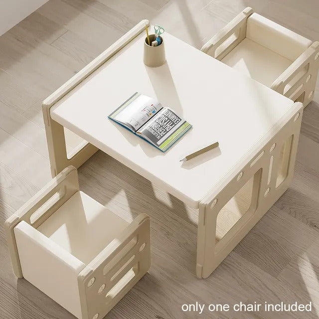 Little Story Kids Study Table With Chair Set – Beige, 2pcs