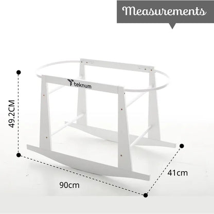 Teknum Wicker Moses Basket With Waffle Beddings & Stand – Grey