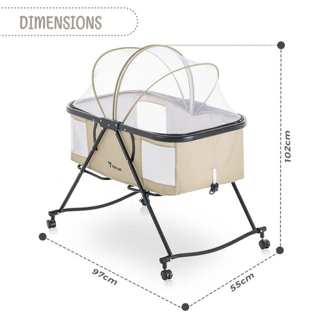 Teknum 3-in-1 Baby Cot, Cradle With Mosquito Net – Ivory