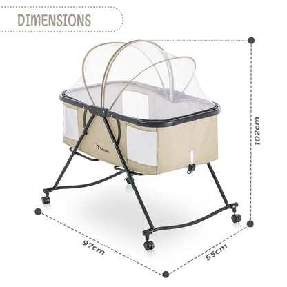 Teknum 3-in-1 Baby Cot, Cradle With Mosquito Net – Ivory