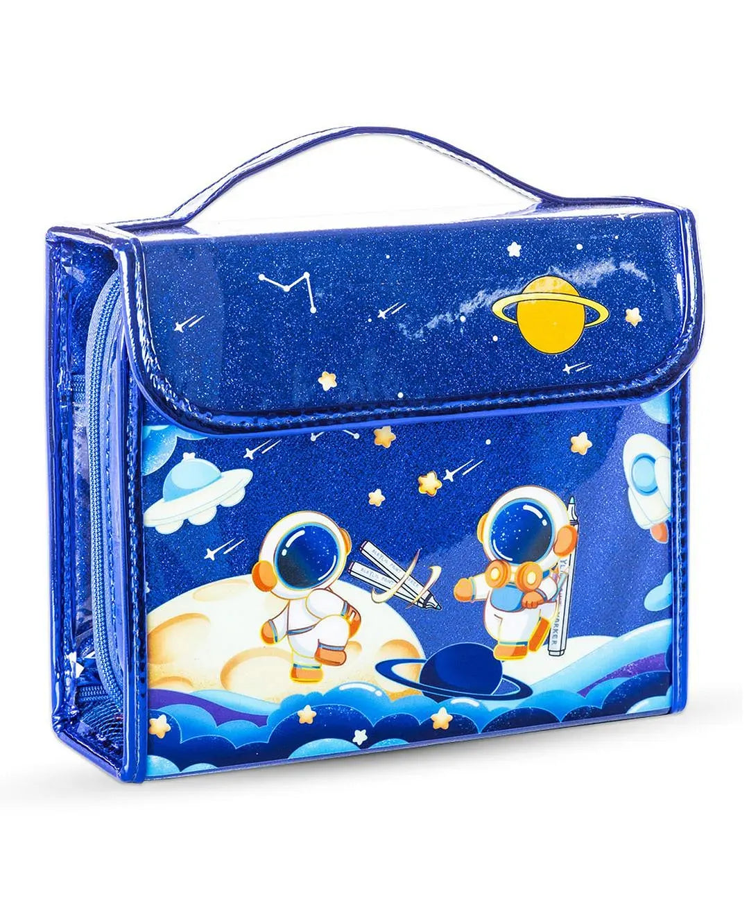 Eazy Kids Art Supplies Set in Space Themed Carrying Case 9 (82 Piece Kit with Paints, Crayons, Markers)