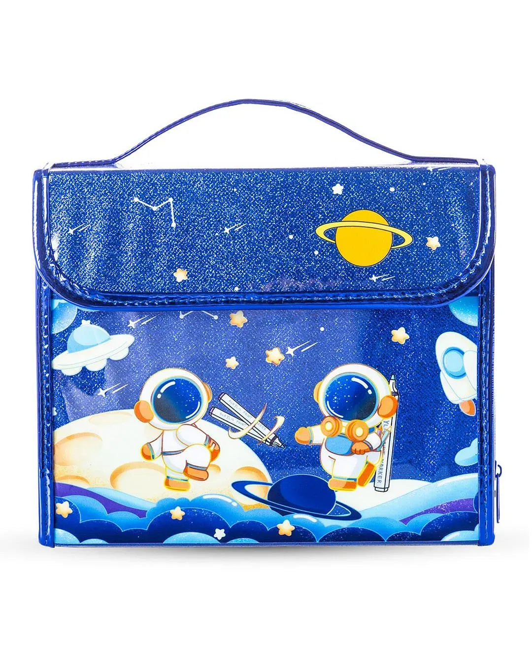 Eazy Kids Art Supplies Set in Space Themed Carrying Case 9 (82 Piece Kit with Paints, Crayons, Markers)