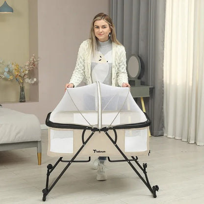 Teknum 3-in-1 Baby Cot, Cradle With Mosquito Net – Ivory