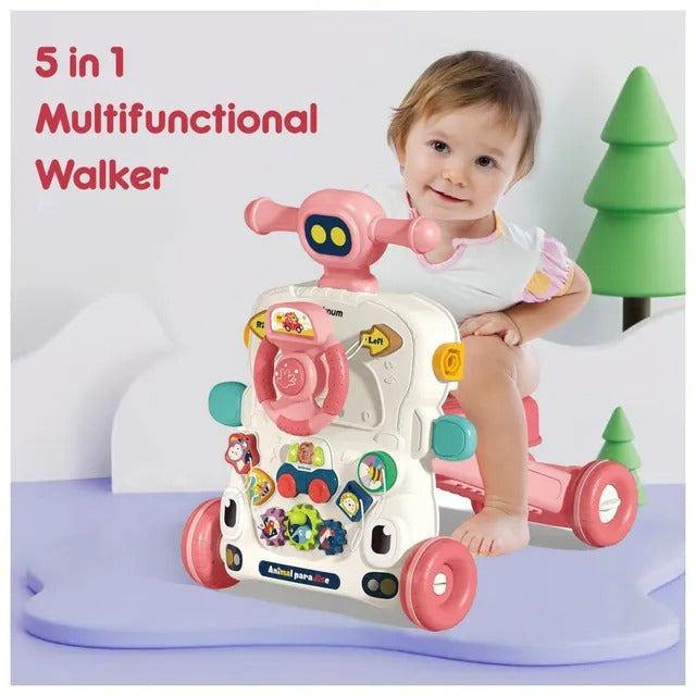 Teknum 5-in-1 Baby Walker With Musical Keyboard – Pink