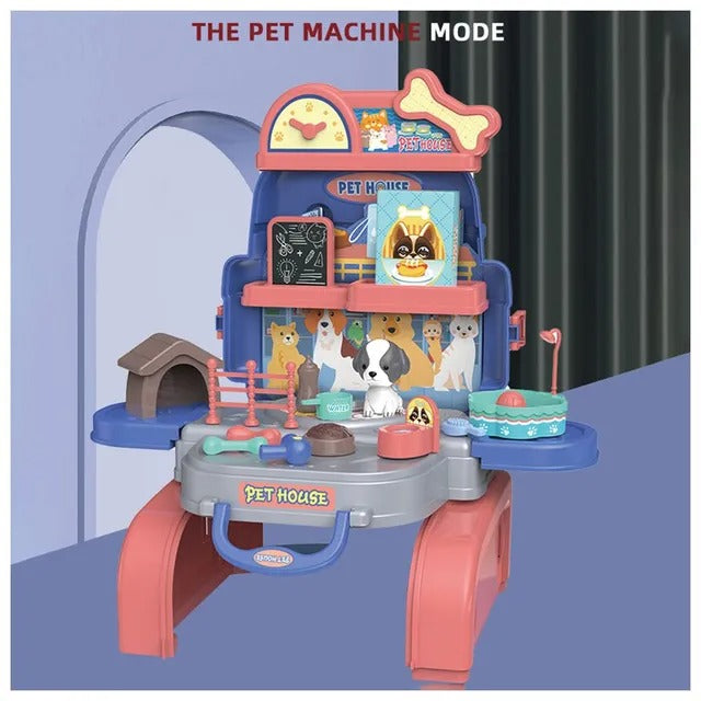 Little Story Role Play Pet House Toy Set School Bag – 26pcs, Blue
