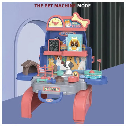 Little Story Role Play Pet House Toy Set School Bag – 26pcs, Blue