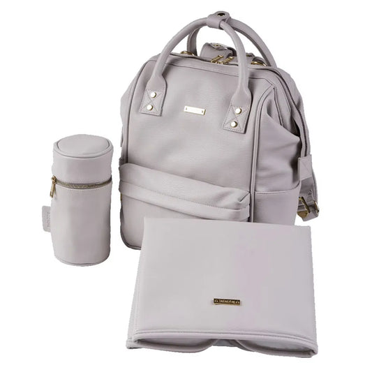 bababing mani backpack faux leather Black Waterproof Baby Changing Bag with Changing Mat BabaBing Qatar Moms