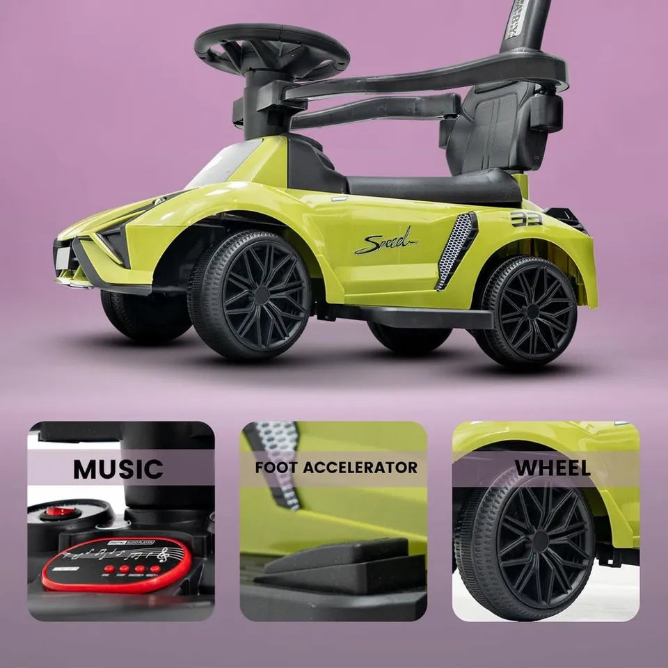 Ride On Push Car for Kids with Light & Music – Green