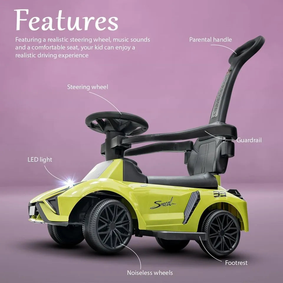 Ride On Push Car for Kids with Light & Music – Green