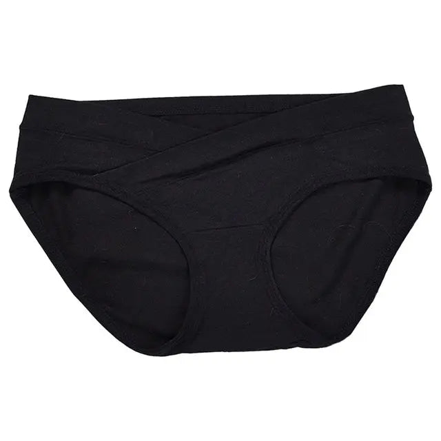 Blooming Blossom Low Waist Cotton Seamless Maternity Briefs (Black)