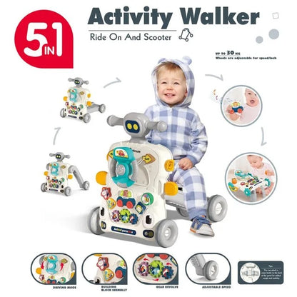 Teknum 5-in-1 Baby Walker With Musical Keyboard – Grey.