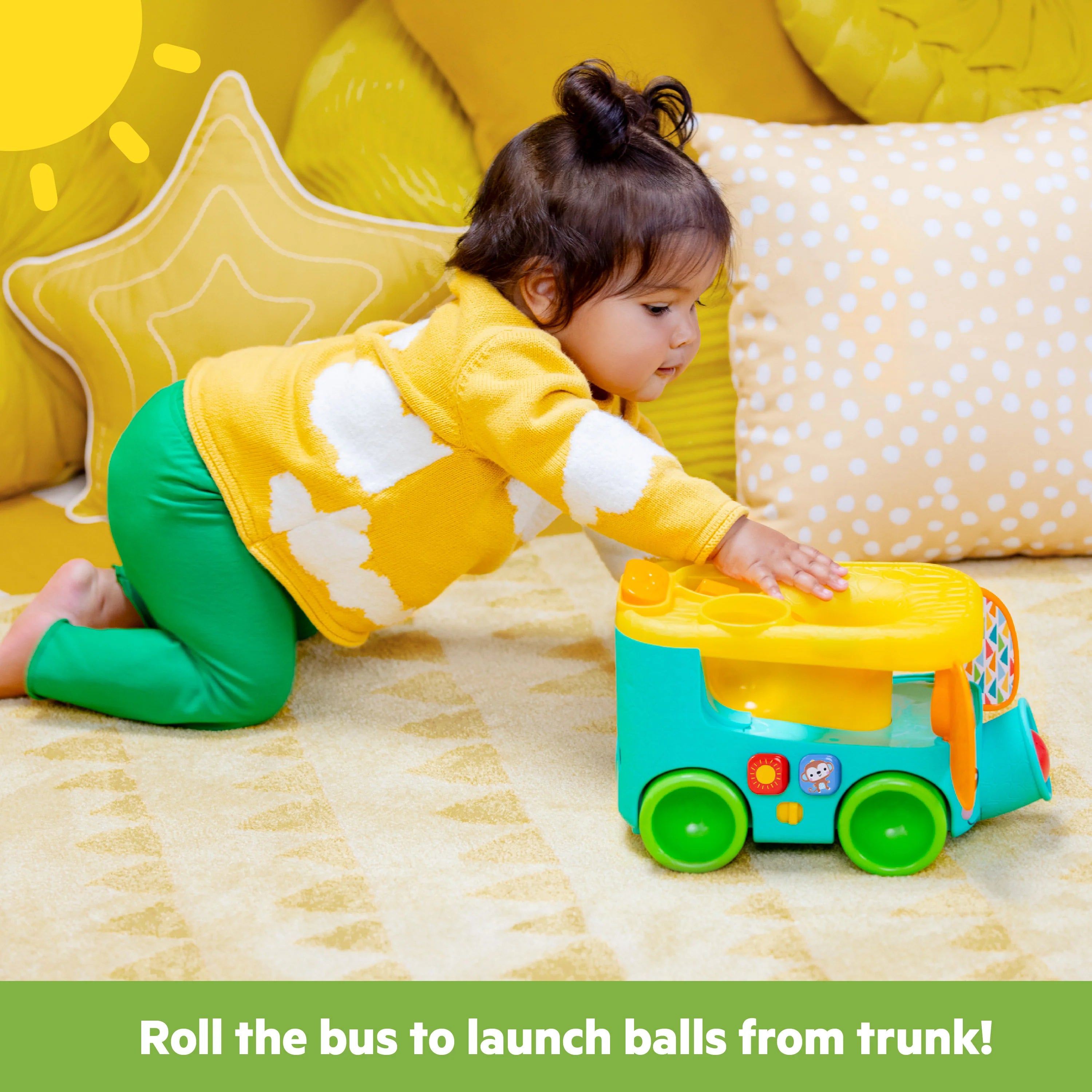 Bright Starts Pop & Roll Safari Bus Ball Play Toy