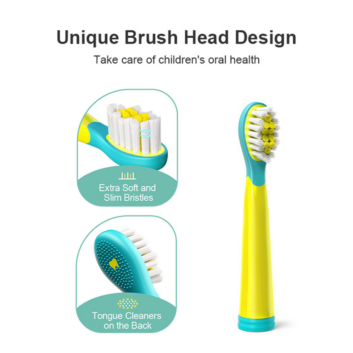 Bitvae 2001 Electric Toothbrush for Kids Green + 2 Brush Heads