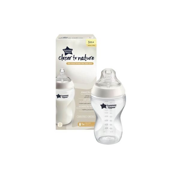 Tommee Tippee Close to Nature Baby Bottle, Medium Flow, 340ml