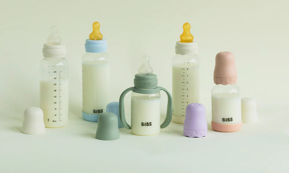 Bibs Glass Bottle Round Latex Medium Flow (240ml)
