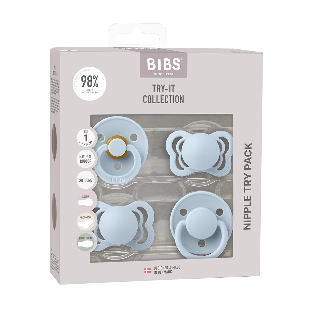 Bibs New Baby Pacifiers Try It Collection - Pack of 4 (Size 1)